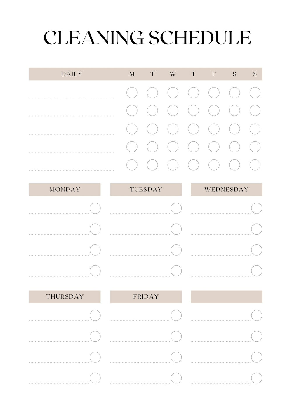 Home Cleaning Checklist